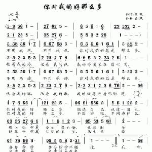 你对我的好那么多_通俗唱法乐谱_词曲:爽歌 南风
