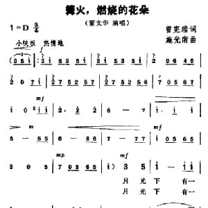 篝火,燃烧的花朵_合唱歌谱_词曲:曾宪瑞 施光南