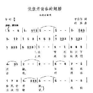 快张开青春的翅膀_美声唱法乐谱_词曲:于宗信 晓其