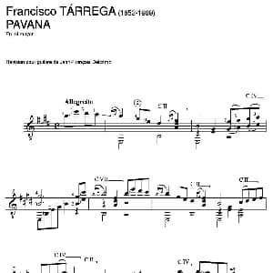 PAVANA 吉他谱 弗朗西斯科 泰雷加 Francisco Tarrega 1852 1909