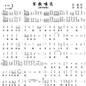 军歌嘹亮_民歌简谱_词曲:任毅 印青