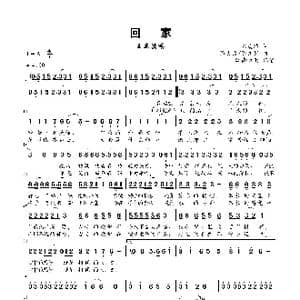 回家_歌曲简谱_词曲:刘虞瑞 陈大力/陈秀男