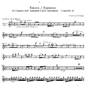 小提琴谱 | 维瓦尔第 四季套曲 之夏 第一小提琴谱