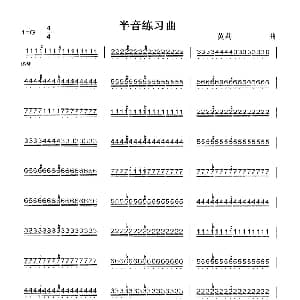 扬琴谱 | 半音练习曲