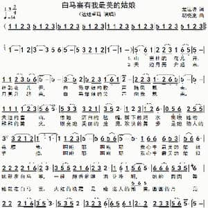 白马寨有我最美的姑娘_歌谱投稿_词曲:龙远培 胡晓流