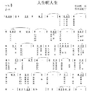 人生啊人生_通俗唱法乐谱_词曲:秋天 康魁宇