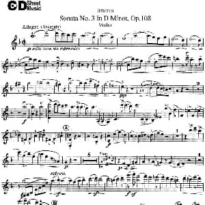 小提琴谱 | Violin Sonata No.3 in D Minor Op.108