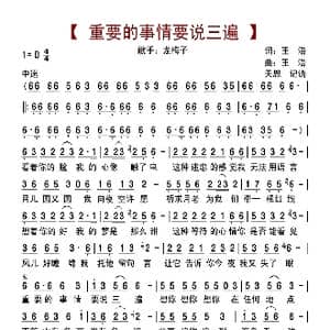 重要的事情要说三遍_歌曲简谱_词曲:王浩 王浩
