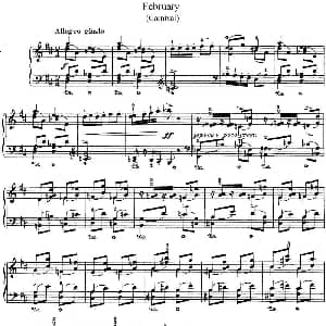 柴可夫斯基 四季 2月 狂欢节 D大调 Carnival D major 钢琴谱 柴可夫斯基