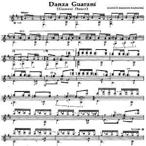 Danza Guarani 吉他谱 奥古斯汀 巴里奥斯 曼戈雷 Agustin Barrios Mangore