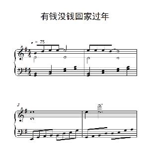 有钱没钱回家过年 钢琴谱
