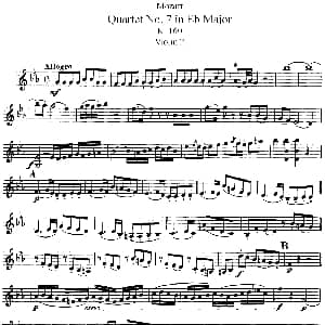 小提琴谱 | Mozart Quartet No.7 in Eb Major,K.160 Violin 2分谱