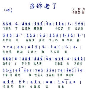当你老了_歌谱投稿_词曲:食指 李国喜