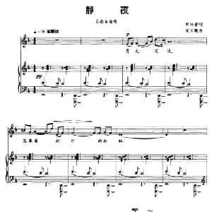 静夜_美声唱法乐谱_词曲:郭沫若 梁文曦