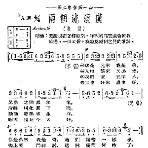 两个流浪汉_合唱歌谱_词曲:夏白