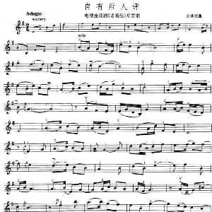 小提琴谱 | 自有后人评 电视剧 诸葛亮 片首歌 王基笑