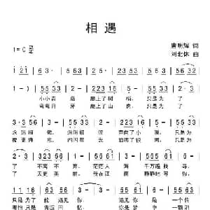 相遇_通俗唱法乐谱_词曲:唐明辉 刘北休