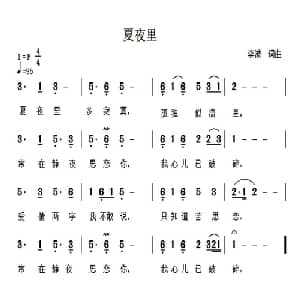 夏夜里_通俗唱法乐谱_词曲:李波 李波