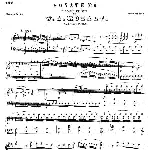 D大调第六钢琴奏鸣曲 KV.284 钢琴谱 莫扎特