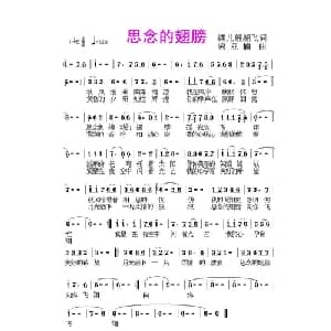 思念的翅膀_通俗唱法乐谱_词曲:蝶儿翩翩飞 荣亚楠