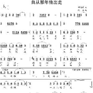 自从那年他出走_歌曲简谱_词曲:巴石 薛世民