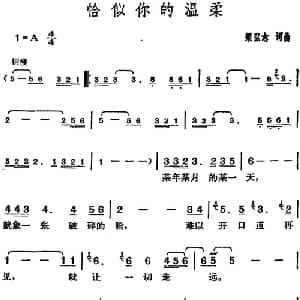 邓丽君演唱金曲 恰似你的温柔_通俗唱法乐谱_词曲:梁弘志 梁弘志
