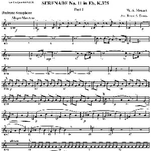 萨克斯谱 | SERENADE No.11 in Eb K.375 Part 1 四重奏 上低音萨克斯分谱