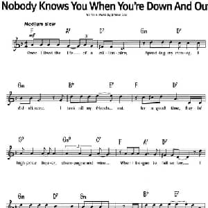 蓝调音乐:Nobody Knows You When You're Down And Out_外国歌谱