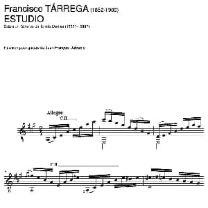 ESTUDIO Sobre un Scherzo de Tomas Damas 吉他谱 弗朗西斯科 泰雷加 Francisco Tarrega 1852 1909