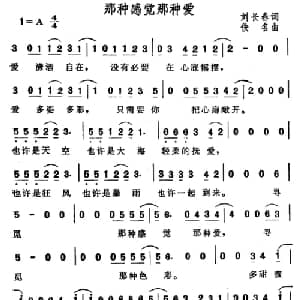 那种感觉那种爱_通俗唱法乐谱_词曲:刘长春 佚名