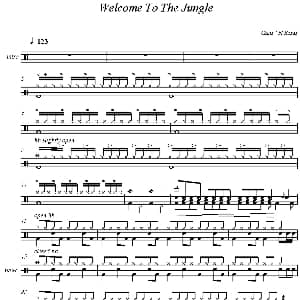 Guns n' Roses Welcome to the jungle 爵士鼓谱