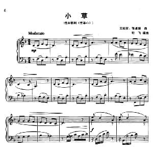 小草 钢琴谱 王祖皆 张卓娅原曲 叶飞编曲