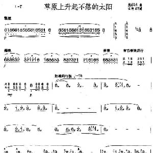 扬琴谱 | 草原上升起不落的太阳 美丽其格曲 张晓峰改编