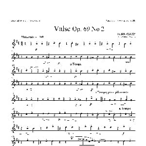 萨克斯谱 | b小调圆舞曲 Op.69 No.2 四重奏次中音萨克斯分谱 肖邦