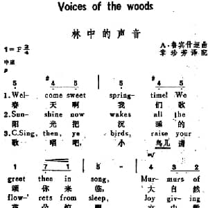 林中的声音 俄罗斯 _外国歌谱_词曲:章珍芳译配 俄 A 鲁宾什坦