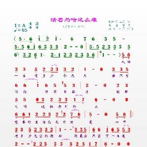 活着为啥这么难_歌曲简谱_词曲:黄鳞闳,三力 李勇军