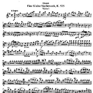 小提琴谱 | G大调弦乐小夜曲四重奏 K.525 第一小提琴分谱 莫扎特