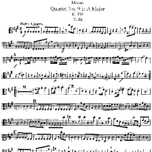 小提琴谱 | Mozart Quartet No.9 in A Major,K.169 Viola分谱