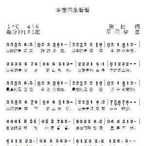 多想回家看看_歌谱投稿_词曲:星星梦 张松