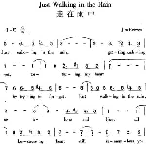 Just Walking in the Rain 走在雨中_外国歌谱_词曲: Jim Reeves