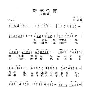 难忘今宵_歌谱投稿_词曲:乔羽 王酩