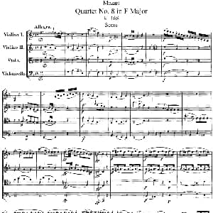 小提琴谱 | Mozart Quartet No.8 in F Major,K.168 总谱