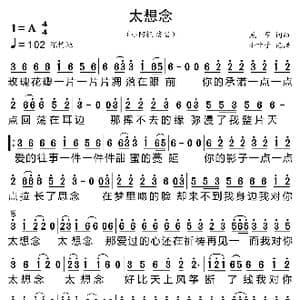 太想念_歌曲简谱_词曲:龙军 龙军