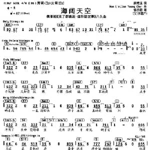 海阔天空_通俗唱法乐谱_词曲:姚若龙