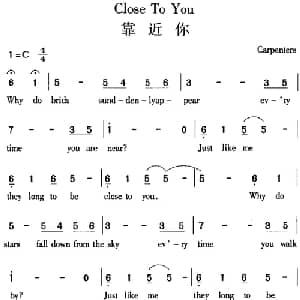 Close to you 靠近你_外国歌谱_词曲: Carpenters