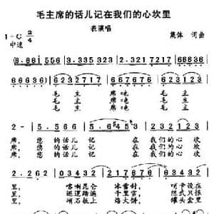 毛主席的话儿记在我们的心坎里_民歌简谱_词曲:集体 集体