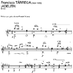 iADELITA! 吉他谱 弗朗西斯科 泰雷加 Francisco Tarrega 1852 1909