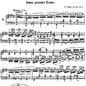 肖邦练习曲4 Op.10 No.4 激流 升c小调 C minor Torrent 钢琴谱 肖邦