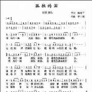 孤独的泪_通俗唱法乐谱_词曲:杨陆平 李士兴