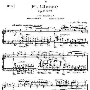 肖邦 练习曲 Fr.Chopin Op.10 No7 2 钢琴谱 Godowsky改编